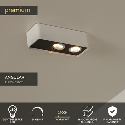 Lucide ANGULAR - Plafondspot - LED Dimb. - 2x5W 2700K - Wit | Premium
